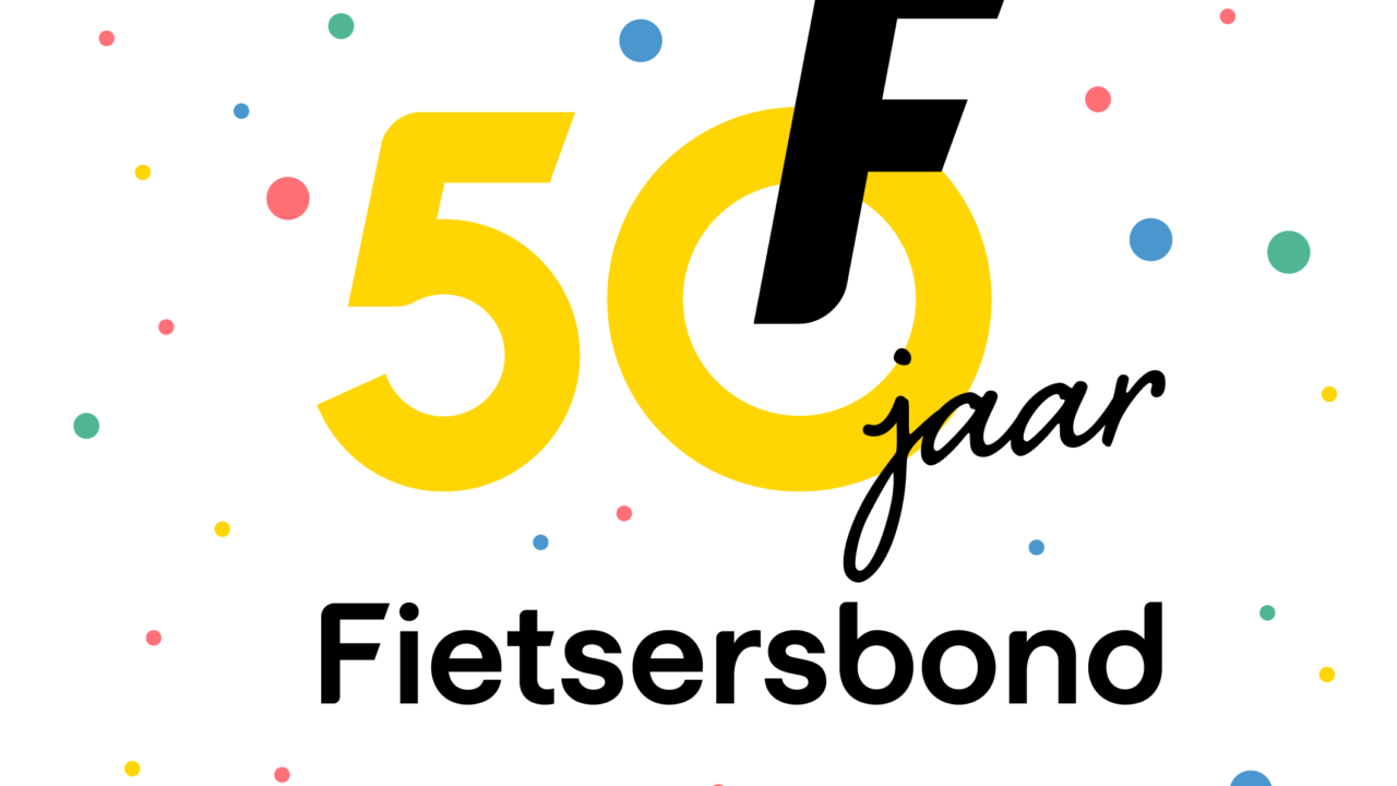 50 jaar logo Fietsersbond met confetti