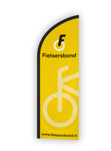 Gele beachflag met Fietsersbond logo